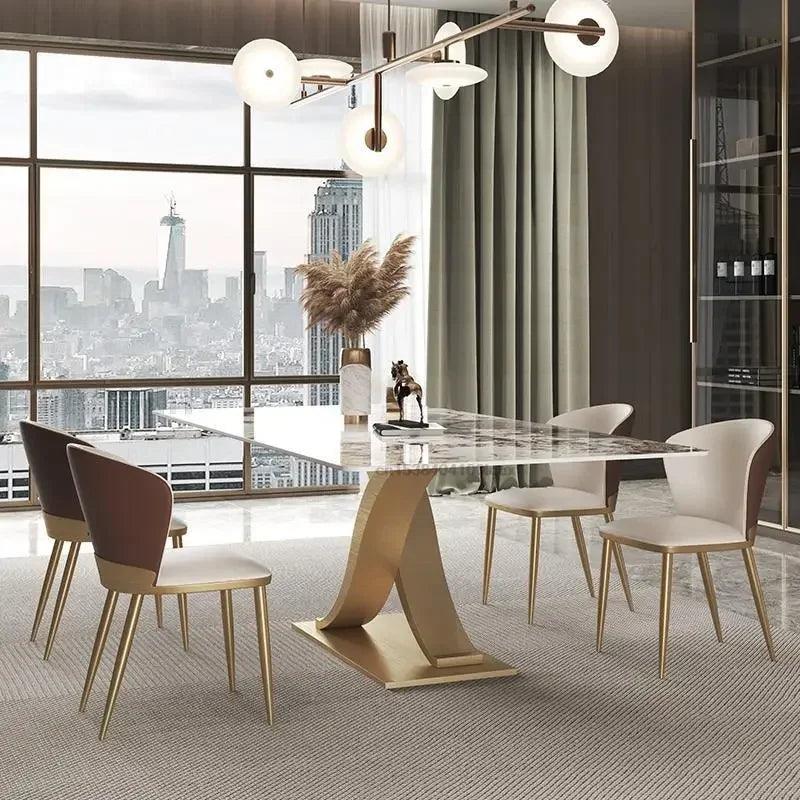 Italian Light Luxury Bright Slate Designer Dining Table Modern Minimalist High-end Creative Rectangular Marble Stone Table