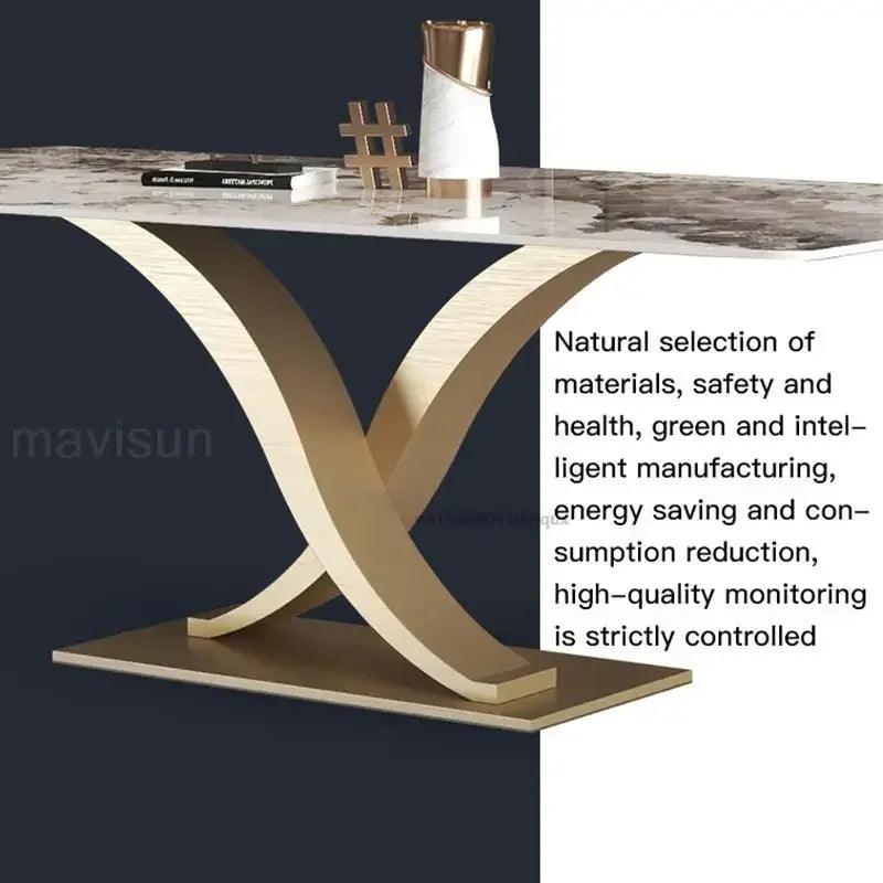 Italian Light Luxury Bright Slate Designer Dining Table Modern Minimalist High-end Creative Rectangular Marble Stone Table