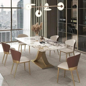 Italian Light Luxury Bright Slate Designer Dining Table Modern Minimalist High-end Creative Rectangular Marble Stone Table