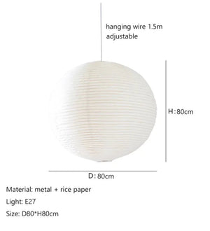 Janpanses Akari Paper Lamp LED Wabi Sabi Pendant Lamp For Restaurant Tea Room Parlor Bedroom Shop Decor Round Noguchi Lamp