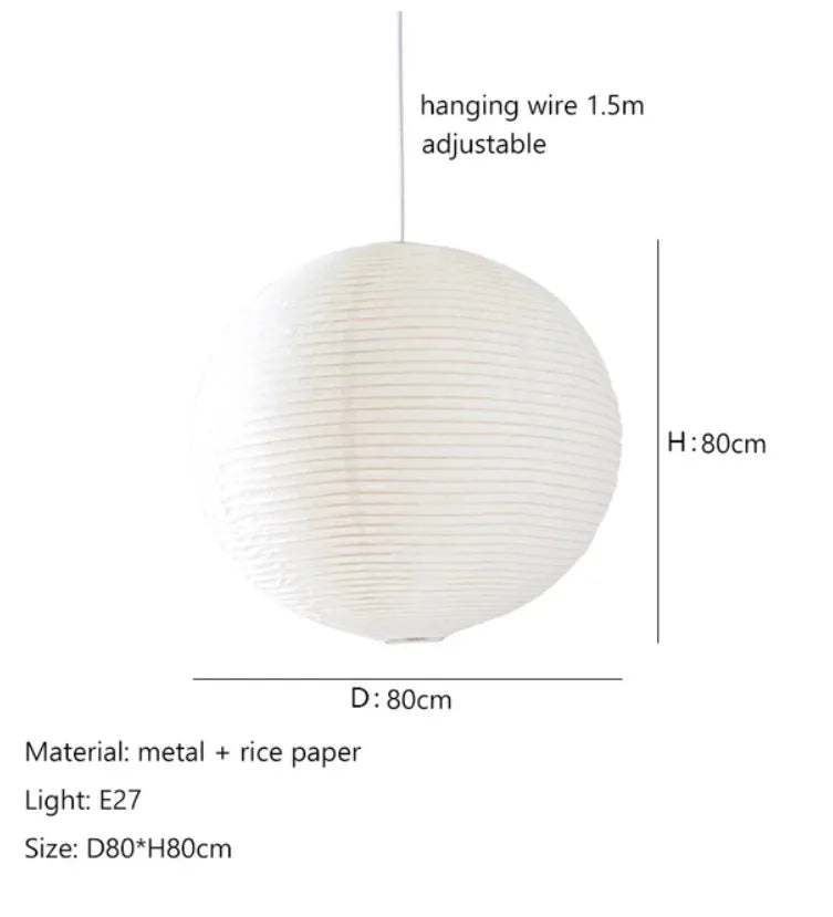 Janpanses Akari Paper Lamp LED Wabi Sabi Pendant Lamp For Restaurant Tea Room Parlor Bedroom Shop Decor Round Noguchi Lamp