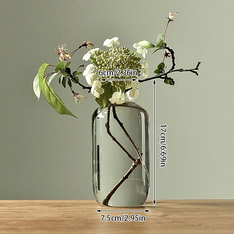 Japanese Zen Vase Transparent Glass Countertop Vase Home Decoration Flower Arrangement Hydroponic Home Decora Grace Small Vase