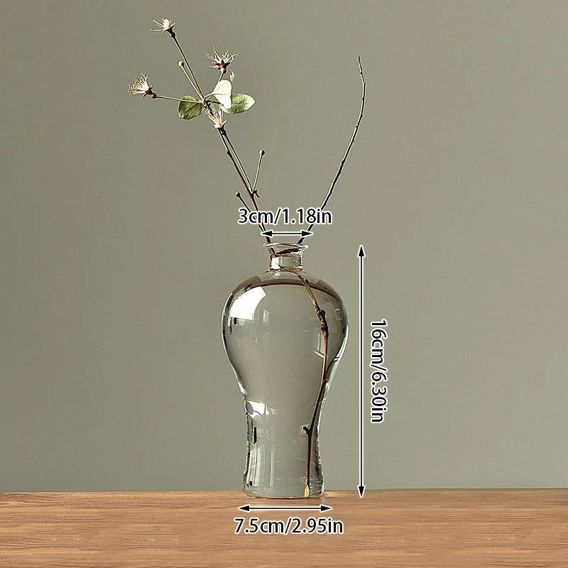 Japanese Zen Vase Transparent Glass Countertop Vase Home Decoration Flower Arrangement Hydroponic Home Decora Grace Small Vase