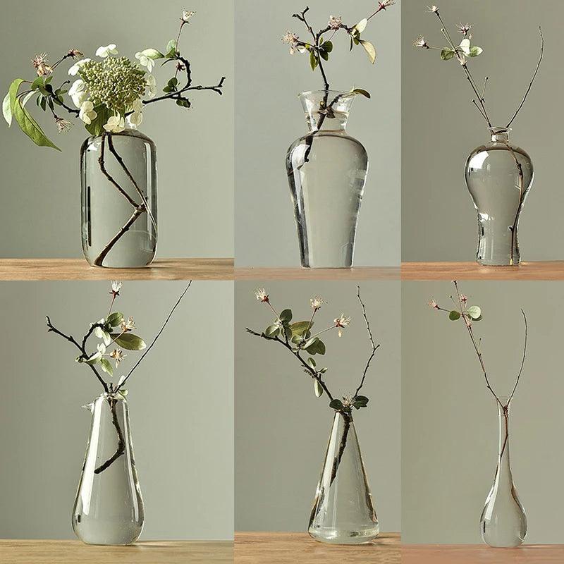 Japanese Zen Vase Transparent Glass Countertop Vase Home Decoration Flower Arrangement Hydroponic Home Decora Grace Small Vase