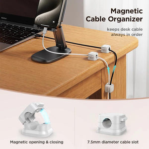 Joyroom 6 Pcs Magnetic Cable Clip Cord Holder Adhesive Wire Holder Keeper Organizer for Home Office Under Desk Cable Management