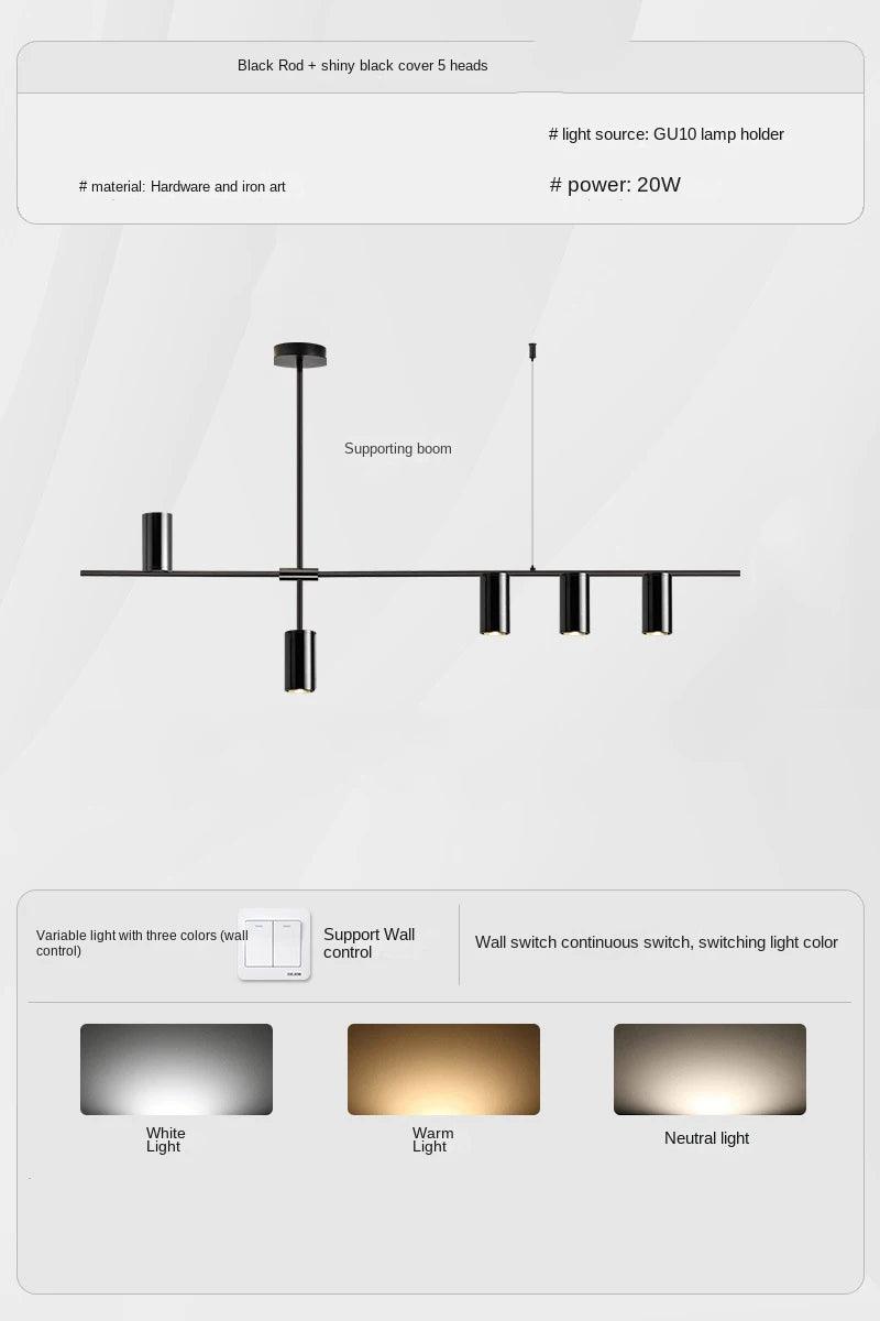 Kitchen Hanging Ceiling Lamps Simple Modern Style Long Chandelier LED Living Room Pendant Light Fixture Dining Bar Counter Lamp