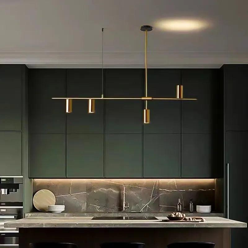 Kitchen Hanging Ceiling Lamps Simple Modern Style Long Chandelier LED Living Room Pendant Light Fixture Dining Bar Counter Lamp