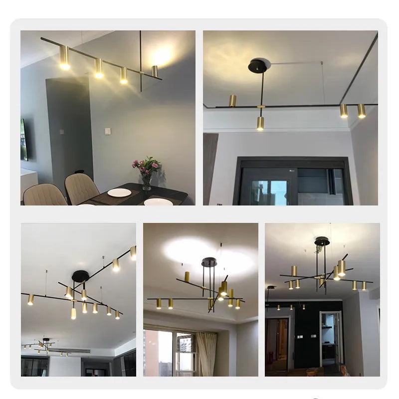 Kitchen Hanging Ceiling Lamps Simple Modern Style Long Chandelier LED Living Room Pendant Light Fixture Dining Bar Counter Lamp