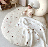 Korean New Baby Circular Crawling Mat Removable and Washable Floor Mat Rabbit Flower Embroidered Rug Kids Room Decoration Carpet