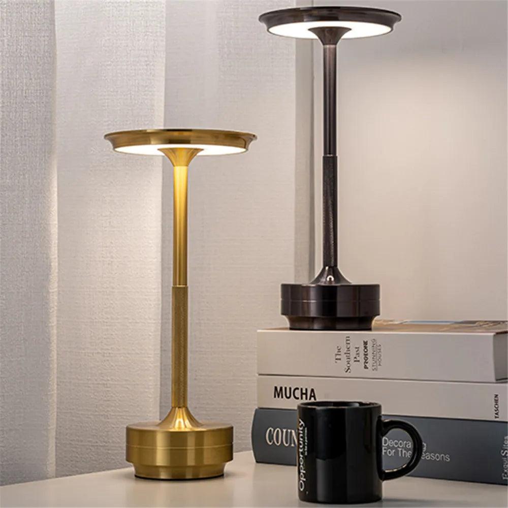 LED Aluminum Alloy Waterproof Rechargeable Desk Lamp Touch Dimming Metal Table Lamps For Bar Living Room Reading Camping Lights