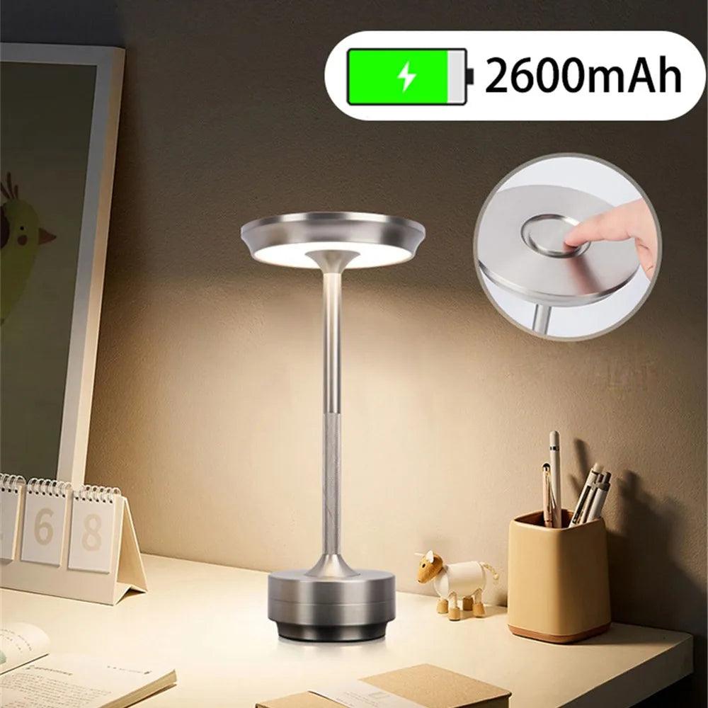 LED Aluminum Alloy Waterproof Rechargeable Desk Lamp Touch Dimming Metal Table Lamps For Bar Living Room Reading Camping Lights