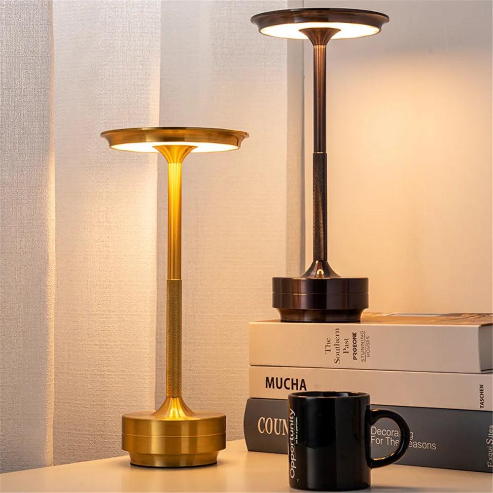 LED Aluminum Alloy Waterproof Rechargeable Desk Lamp Touch Dimming Metal Table Lamps For Bar Living Room Reading Camping Lights