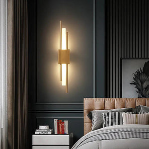 LED Bedroom Wall Lamp Wall Sconces Copper Line Pipe Acrylic Lampshade Indoor Lighting for Living Room Corridor Light Fixture