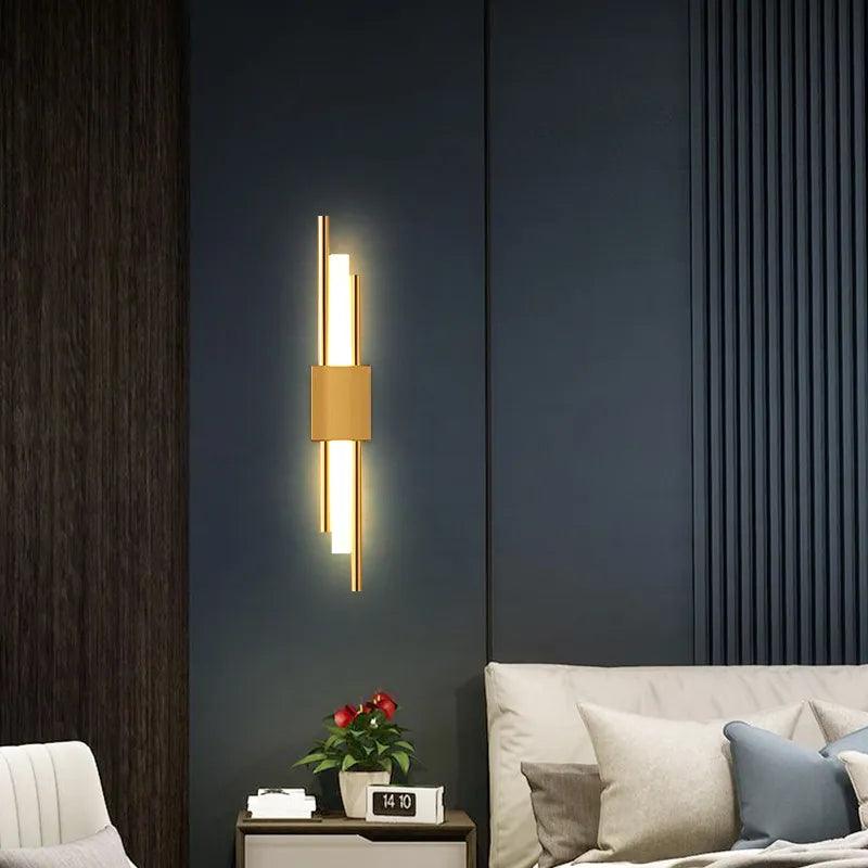 LED Bedroom Wall Lamp Wall Sconces Copper Line Pipe Acrylic Lampshade Indoor Lighting for Living Room Corridor Light Fixture