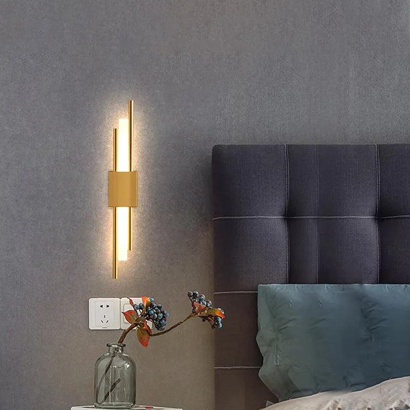 LED Bedroom Wall Lamp Wall Sconces Copper Line Pipe Acrylic Lampshade Indoor Lighting for Living Room Corridor Light Fixture