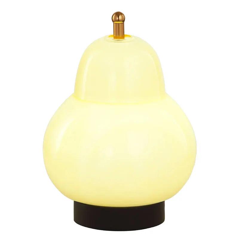 LED Cream Pear Table Lamp Bedroom Bedside Simple Living Room Charging Portable High-end Atmosphere Decoration Small Night Light