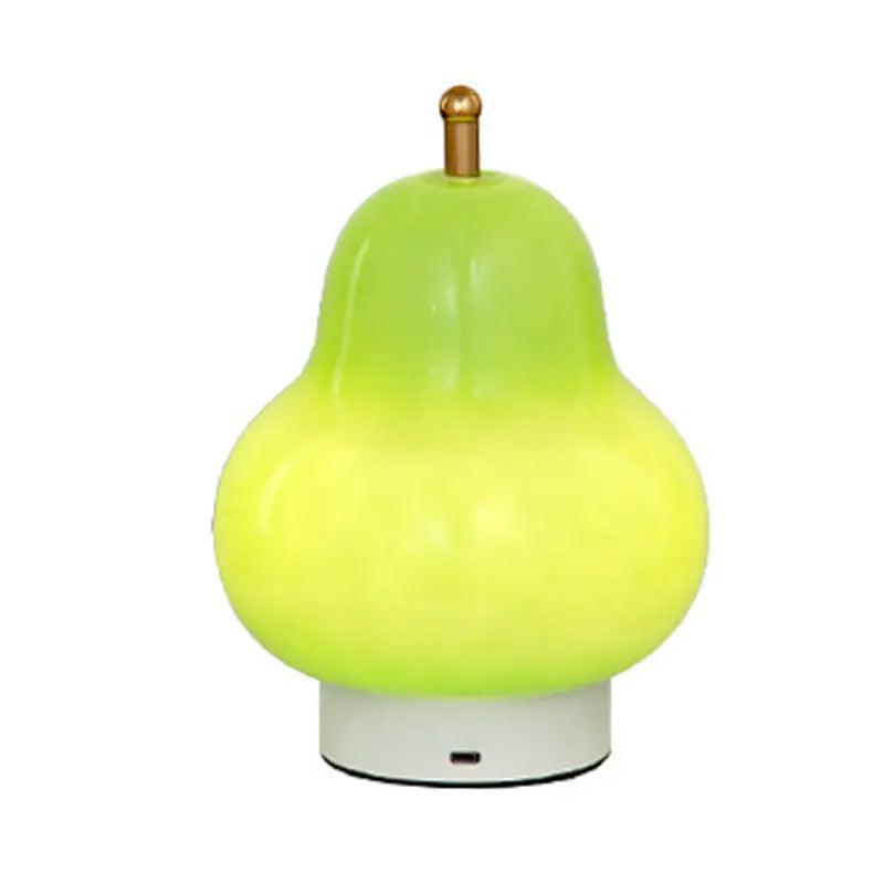 LED Cream Pear Table Lamp Bedroom Bedside Simple Living Room Charging Portable High-end Atmosphere Decoration Small Night Light