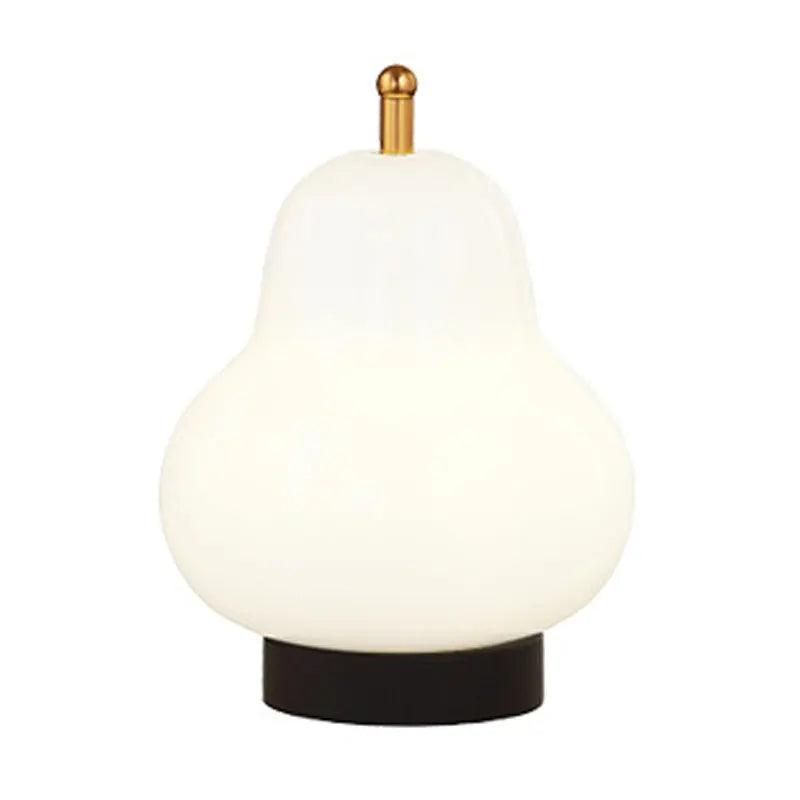 LED Cream Pear Table Lamp Bedroom Bedside Simple Living Room Charging Portable High-end Atmosphere Decoration Small Night Light