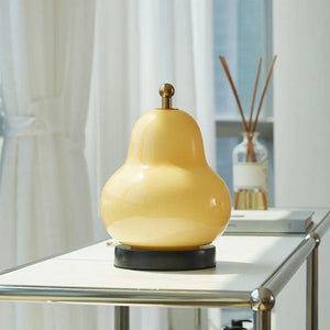 LED Cream Pear Table Lamp Bedroom Bedside Simple Living Room Charging Portable High-end Atmosphere Decoration Small Night Light