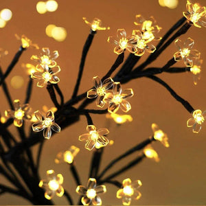 LED Decor Desk Lamp Cherry Blossom Tree Night Lights Nordic Crystal Flower Table Light for Bedroom Bedside Decorative Table Lamp