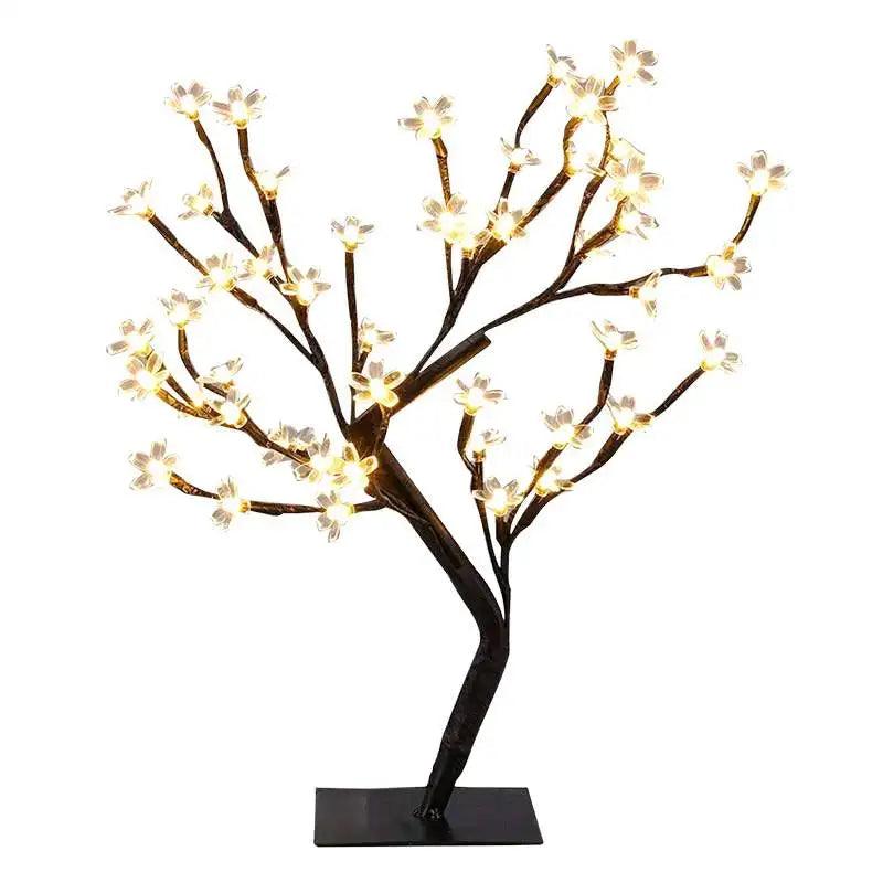 LED Decor Desk Lamp Cherry Blossom Tree Night Lights Nordic Crystal Flower Table Light for Bedroom Bedside Decorative Table Lamp