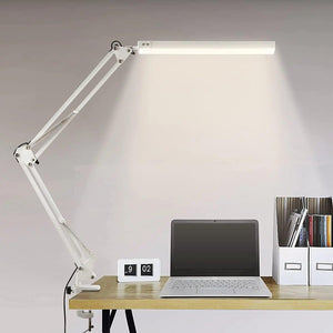 LED Desk Lamp Eye-Caring Adjustable Swing Arm Table Light with Clamp reading lights night light for Study Reading Work Task/Offi