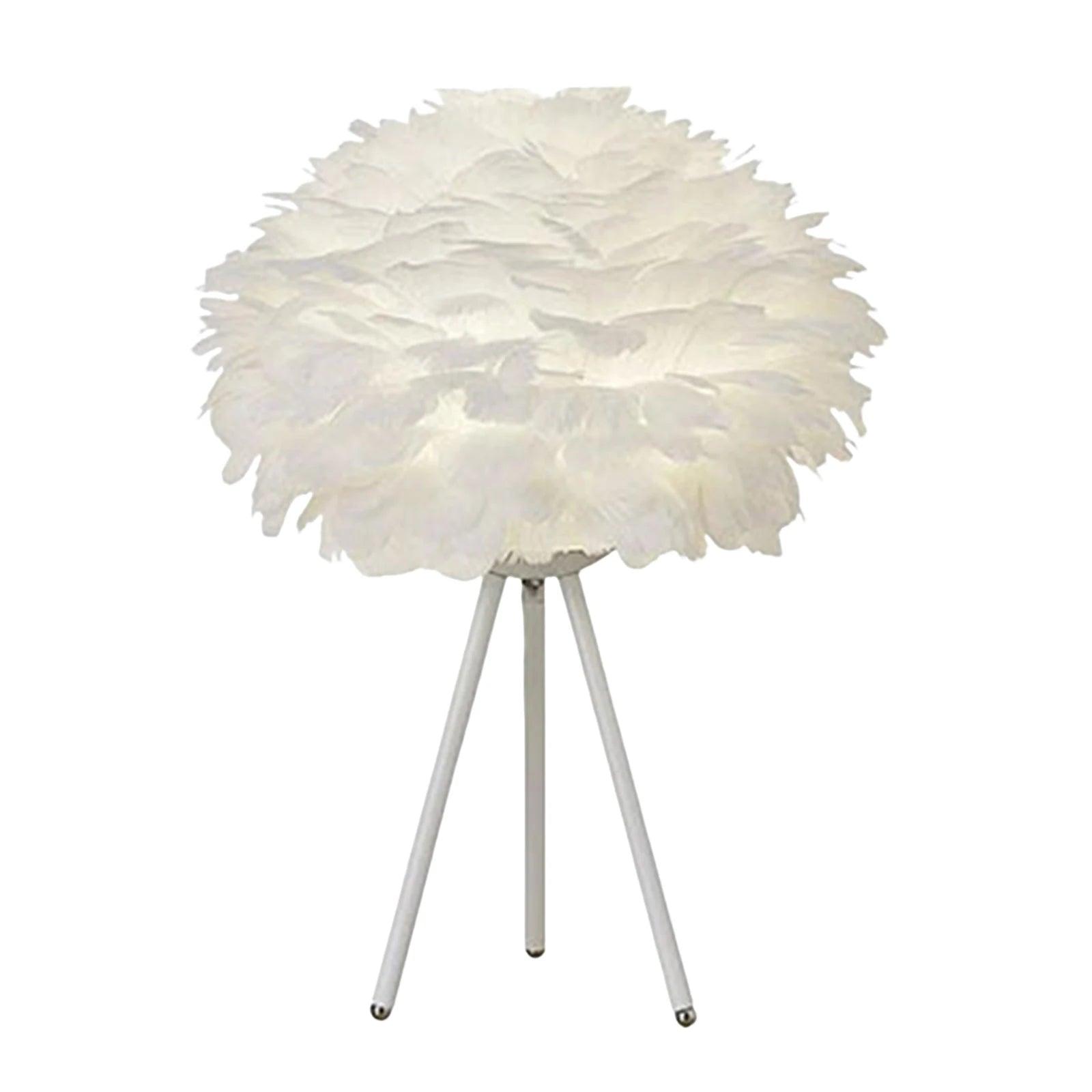 LED Feather Bedside Table Lamp Elegant Bedroom Living Room Desktop Nightstand Decoration Romantic Night Light for Home Decor