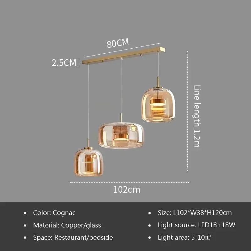 LED Glass Pendant Light Luxury Hanging Lamps For Ceiling Decoration Home Bedroom Restaurant Living Room Modern Indoor Luminaires