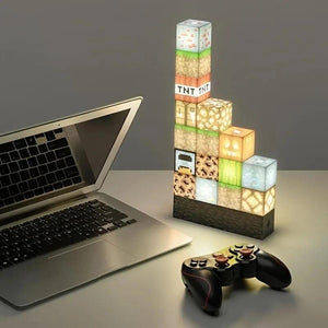 LED Night Light Brownstone Game Room Decoration Desk Lamp Holiday Gift Children's Game Lamp Building Blocks DIY Splicing Lamp