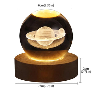 LED Night Light Galaxy Crystal Ball Table Lamp 3D Planet Moon Glowing Planetary Bedside Light Bedroom Home Decor Christmas Gift