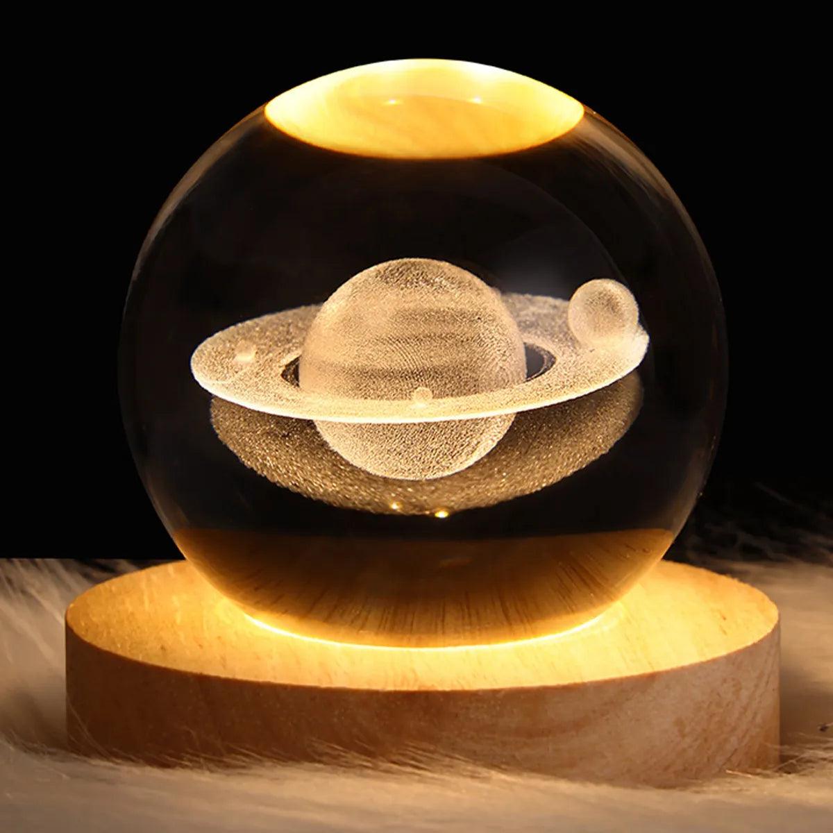 LED Night Light Galaxy Crystal Ball Table Lamp 3D Planet Moon Glowing Planetary Bedside Light Bedroom Home Decor Christmas Gift