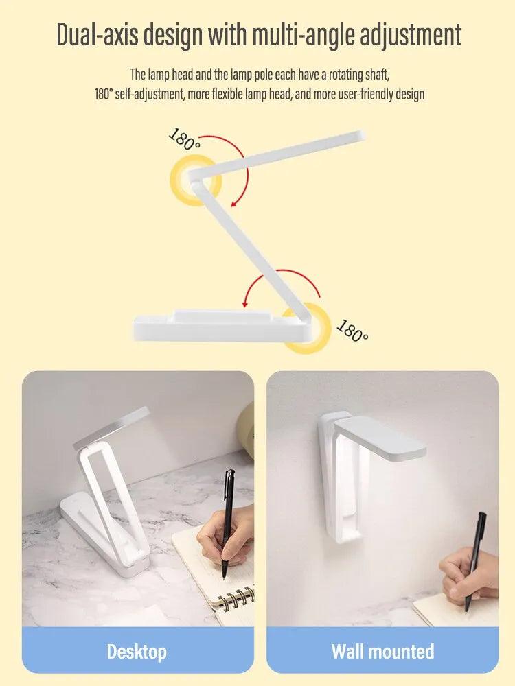 LED Reading Desk Lamp Foldable Touch with Remote Control Dimmable Wall Lamp USB Charging Office Study Bedside Night Light