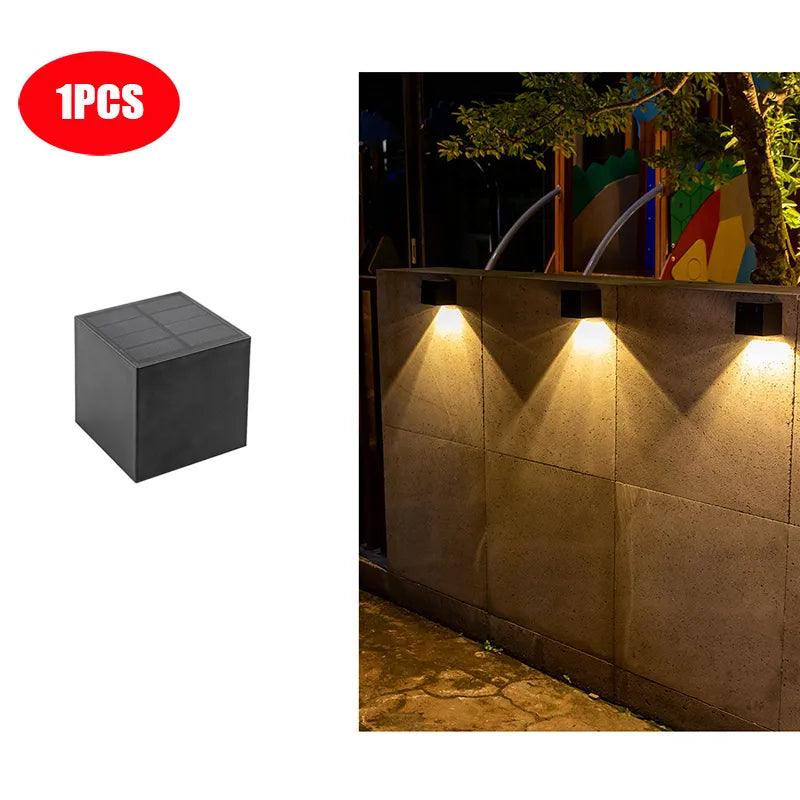 LED Solar Light Outdoor Garden Square Wall Lamp Outdoor Courtyard Garden Fence Lighting Wall Decoration Lamp