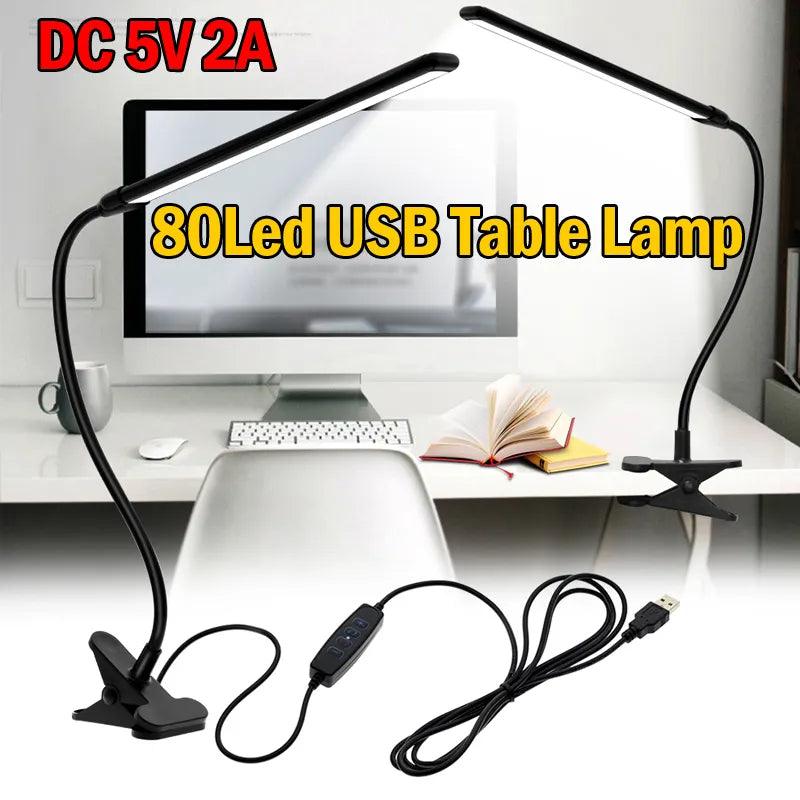 LED Table Lamp Bedside Bed 360°Folding Clamp Study Stand Adjustable Lampara USB Powered Eye Protection Desk Light For Bedroom