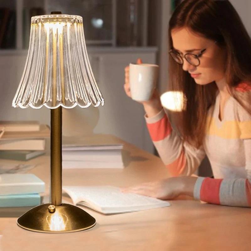 LED Table Lamp USB Touch Dimming Night Light Coffee/Bar Atmosphere Light Eye-Protection Reading Light Bedroom Decor Lighting