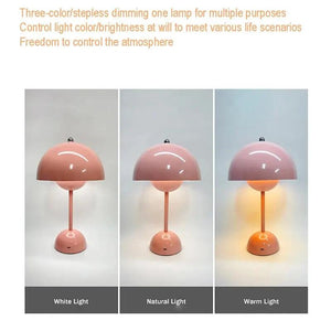 LED Table Lamps Rechargeable Mushroom Flower Bud Desk Lamp Touch Night Light For Cafe Bedroom Restaurant Modern Decoration Gifts