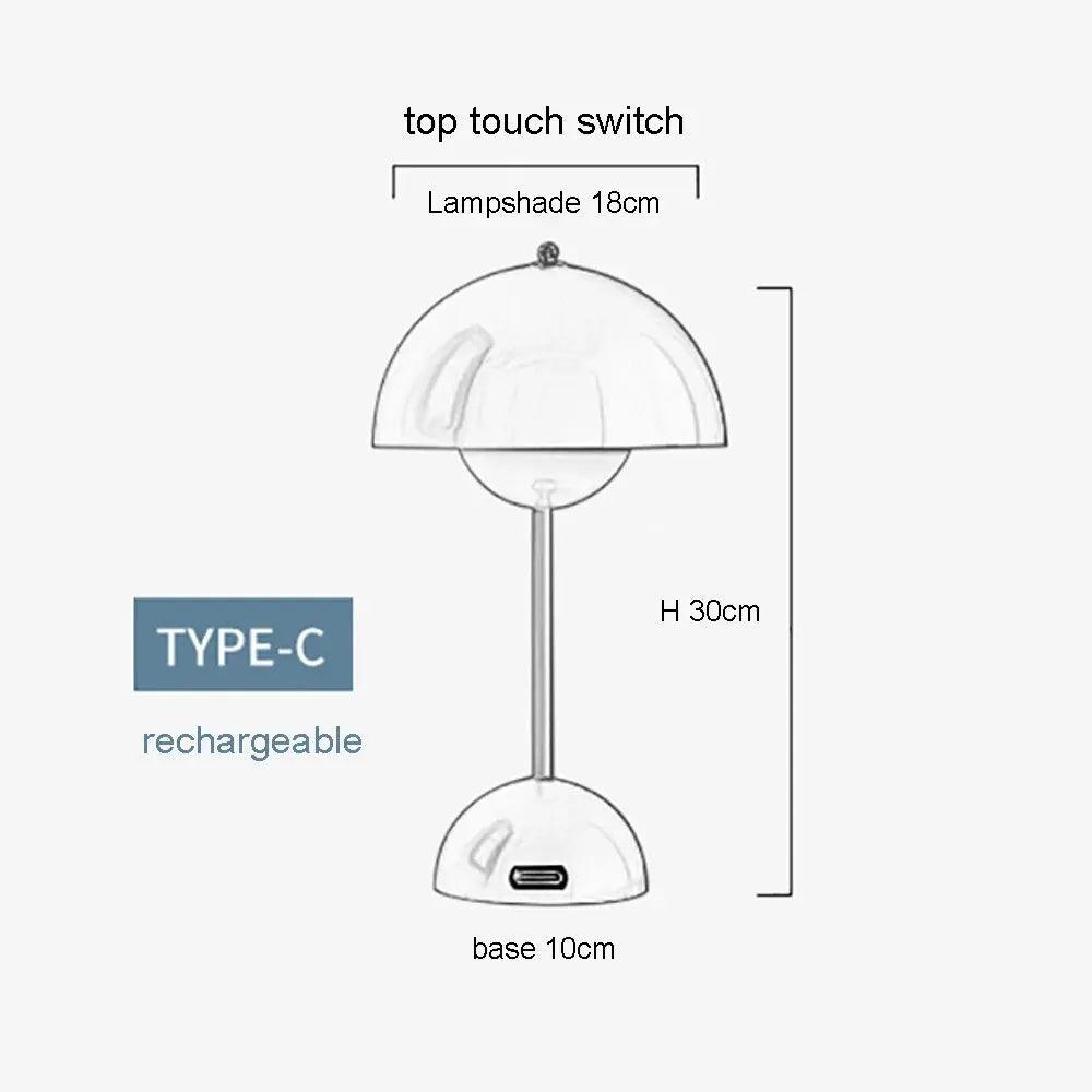 LED Table Lamps Rechargeable Mushroom Flower Bud Desk Lamp Touch Night Light For Cafe Bedroom Restaurant Modern Decoration Gifts