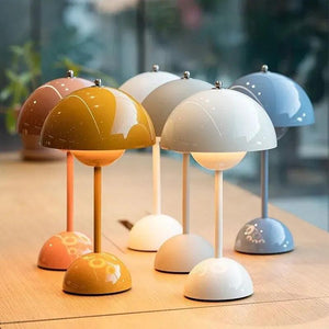 LED Table Lamps Rechargeable Mushroom Flower Bud Desk Lamp Touch Night Light For Cafe Bedroom Restaurant Modern Decoration Gifts