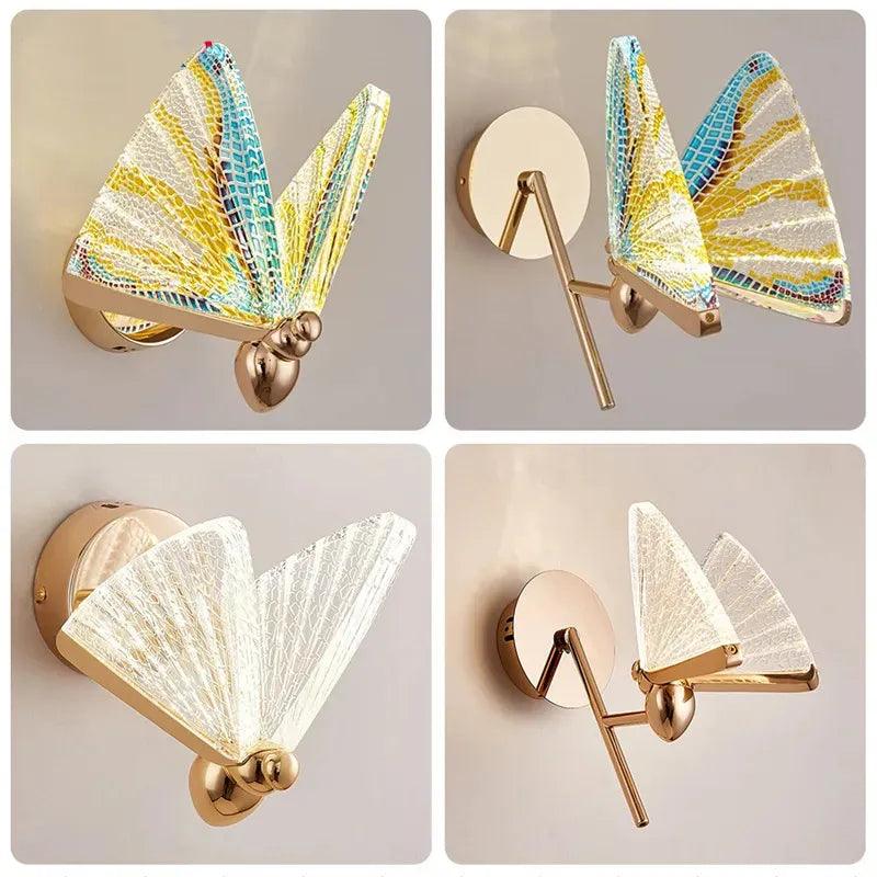 LED Wall Lamp Modern Creative Nordic Butterfly Wall Light Bedroom Living Room Bedside Staircase Corridor Aisle Lighting