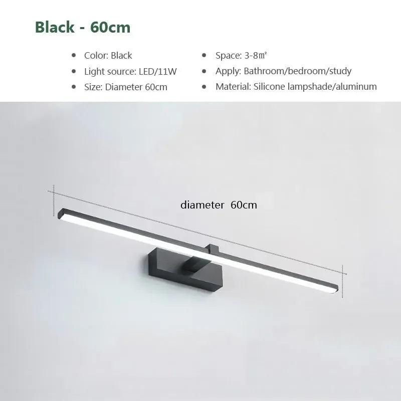 LED Wall Lamps Modern Minimalist Long Strip Black White Backdrop Lights For Bathroom Bedroom Study Decoration Lighting Fixtures