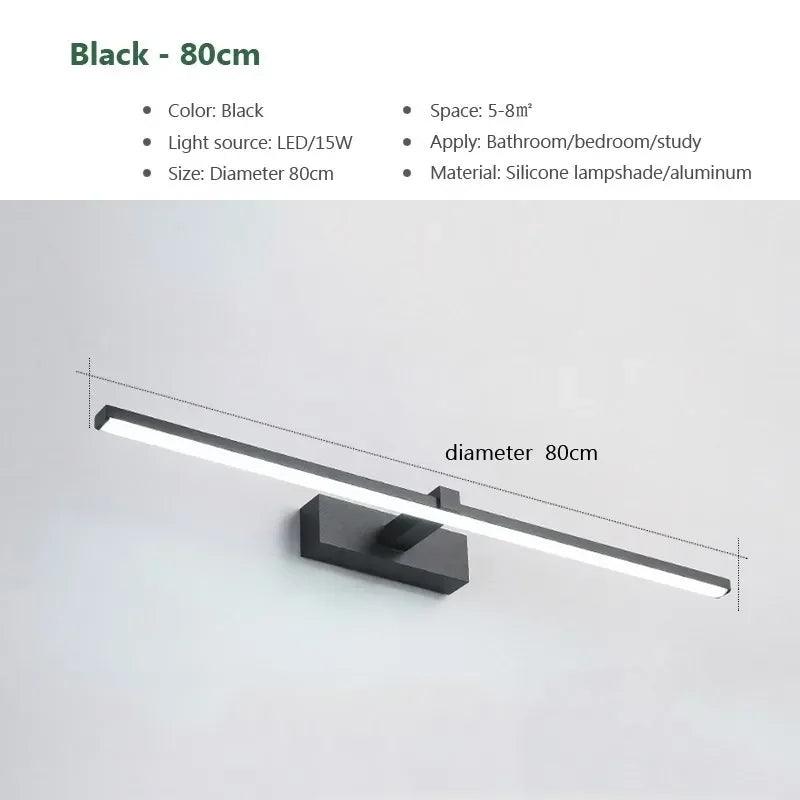 LED Wall Lamps Modern Minimalist Long Strip Black White Backdrop Lights For Bathroom Bedroom Study Decoration Lighting Fixtures