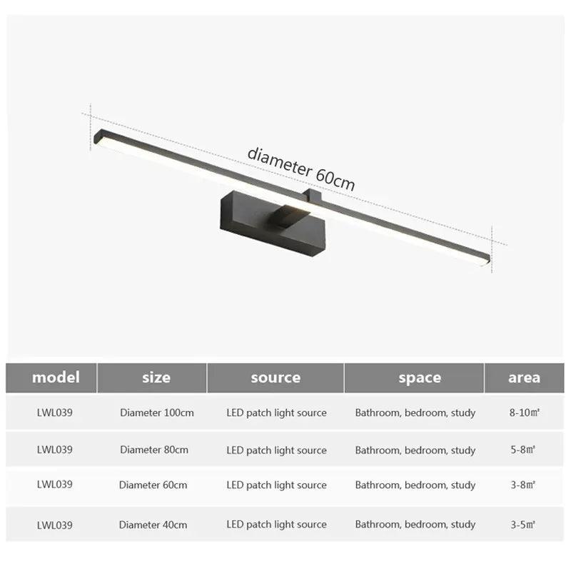 LED Wall Lamps Modern Minimalist Long Strip Black White Backdrop Lights For Bathroom Bedroom Study Decoration Lighting Fixtures