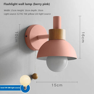 LED wall lamp with switch modern wood sconce lights indoor lighting home decor Bedside bedroom living room kitchen with bulb