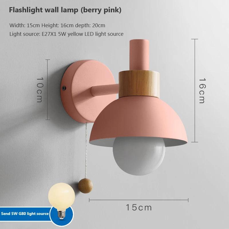 LED wall lamp with switch modern wood sconce lights indoor lighting home decor Bedside bedroom living room kitchen with bulb