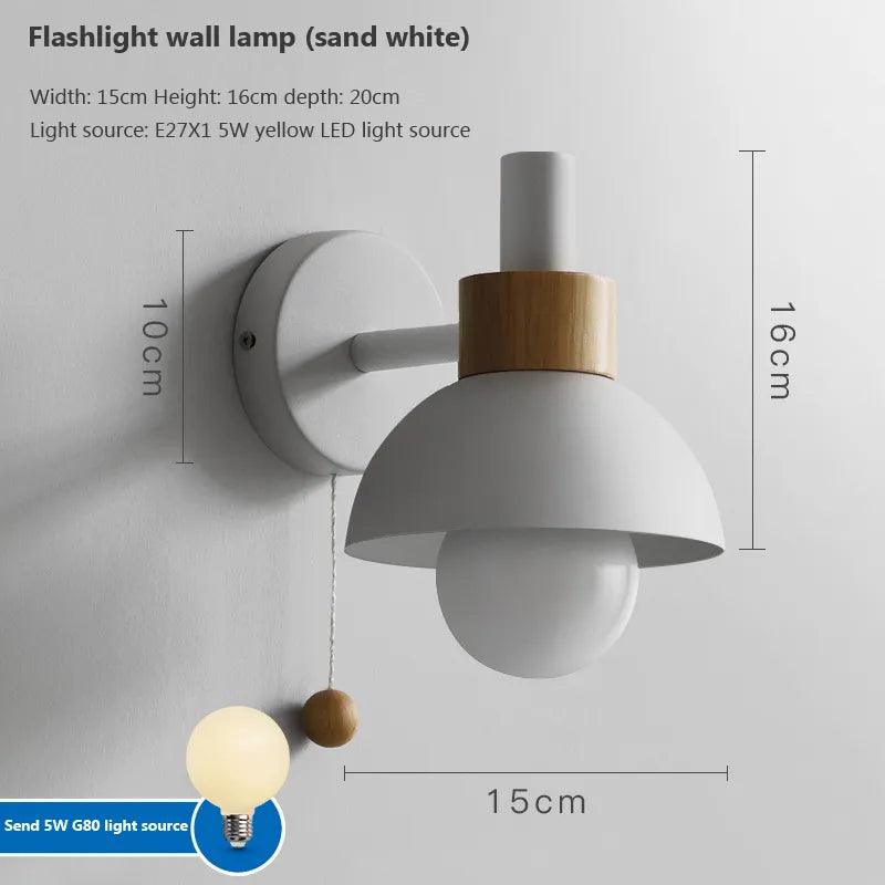 LED wall lamp with switch modern wood sconce lights indoor lighting home decor Bedside bedroom living room kitchen with bulb