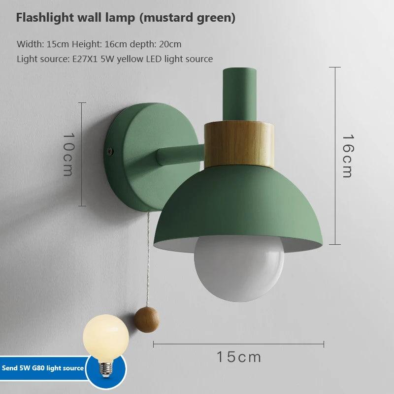 LED wall lamp with switch modern wood sconce lights indoor lighting home decor Bedside bedroom living room kitchen with bulb