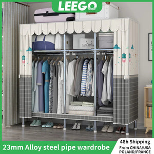 LEEGOHOME Wardrobe 85/110/130/150/170x45CMx170CM Closet Wardrobe with 23MM Steel Pipe Bedroom Foldable Cloth Wardrobe