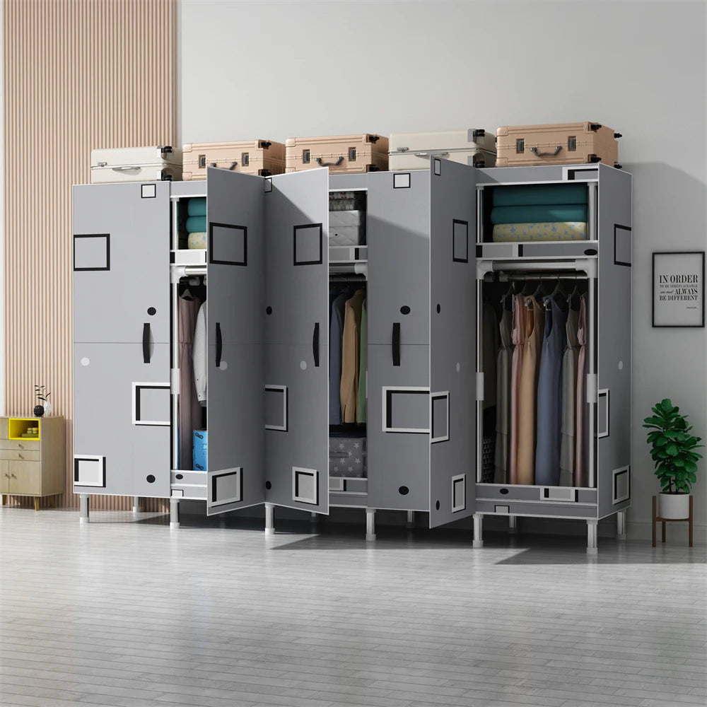 LEEGOHOME Wardrobes Closet Cloth Bedroom Furniture 85/125/166/207x45x170cm Steel Pipe Support Storage Household