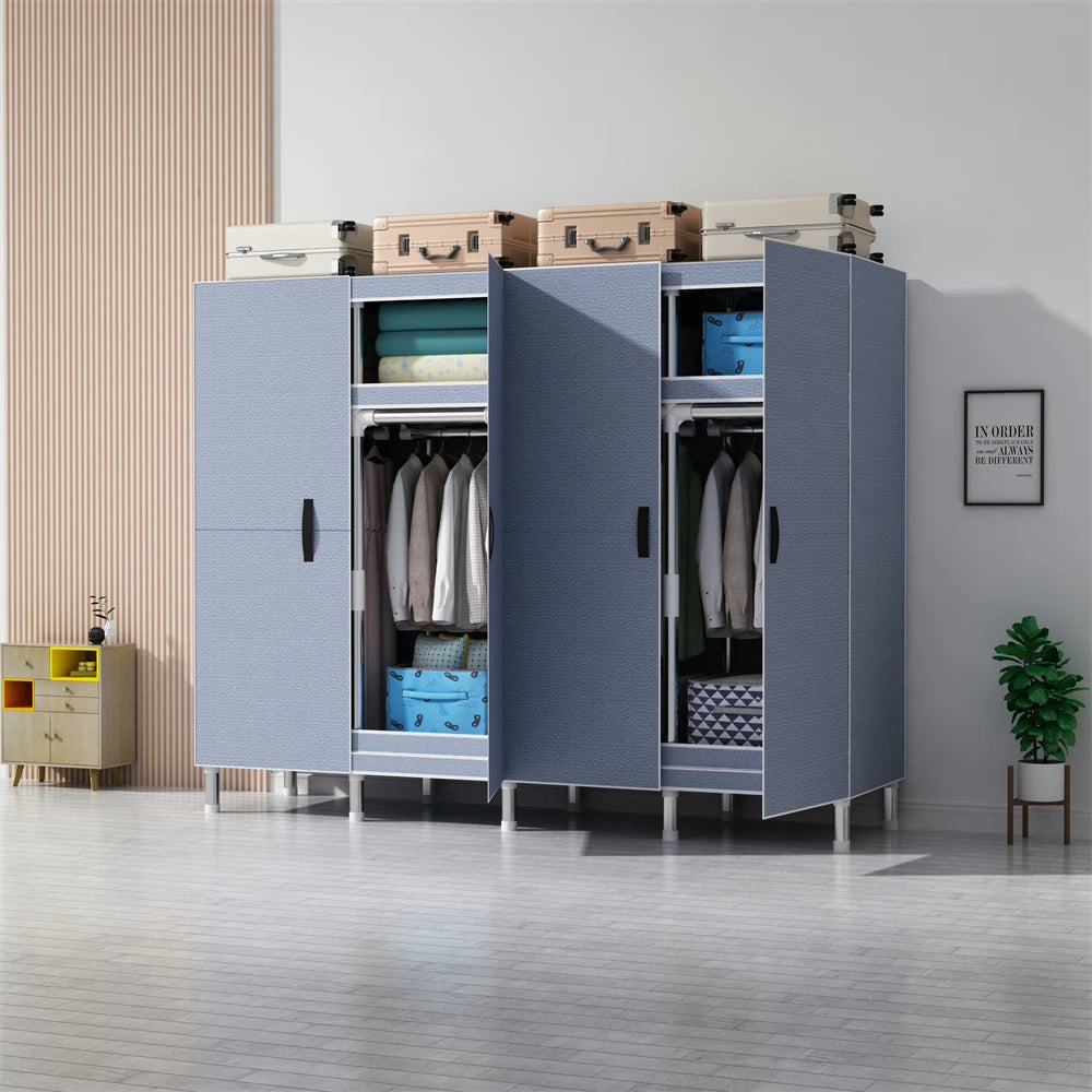 LEEGOHOME Wardrobes Closet Cloth Bedroom Furniture 85/125/166/207x45x170cm Steel Pipe Support Storage Household