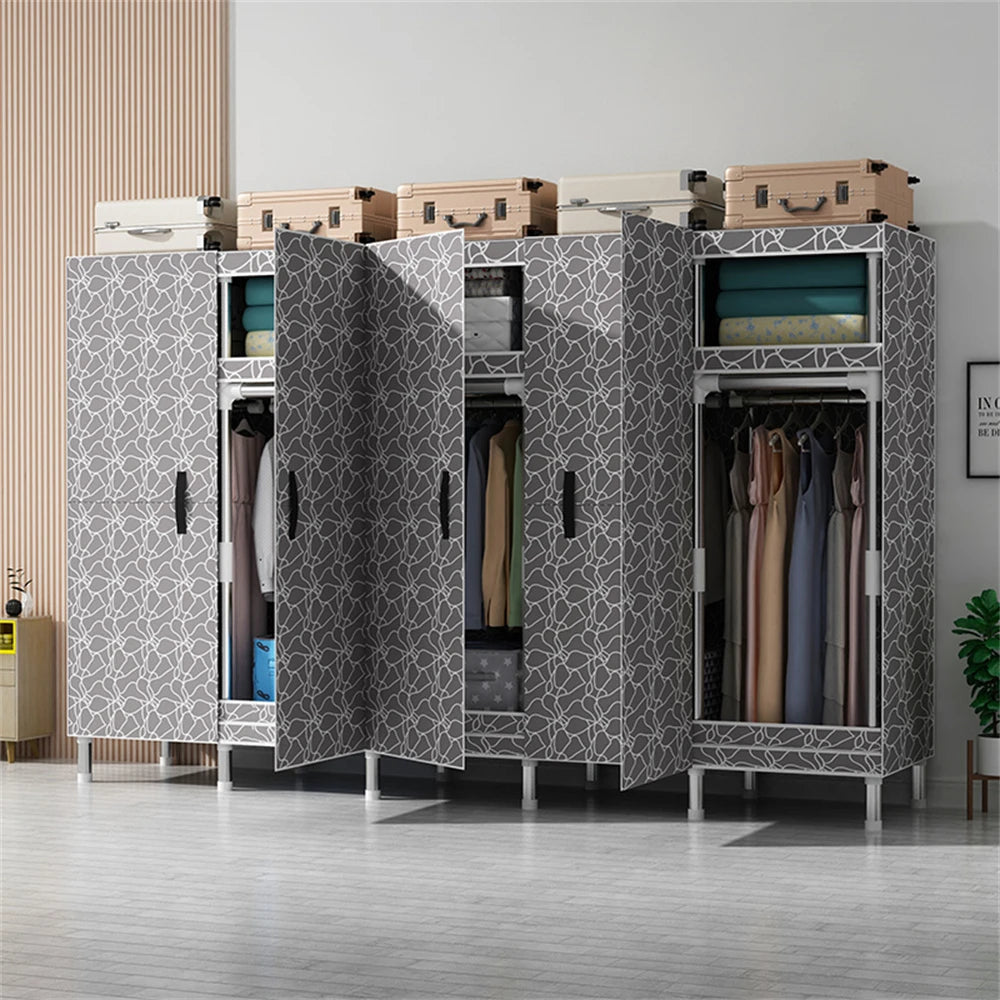 LEEGOHOME Wardrobes Closet Cloth Bedroom Furniture 85/125/166/207x45x170cm Steel Pipe Support Storage Household